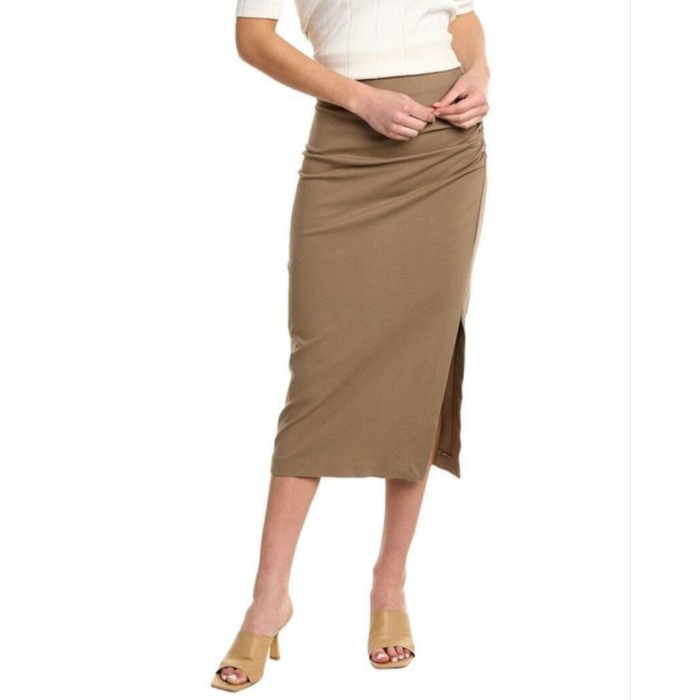 Vince Camuto Women's Natural Side Ruched Midi Skirt